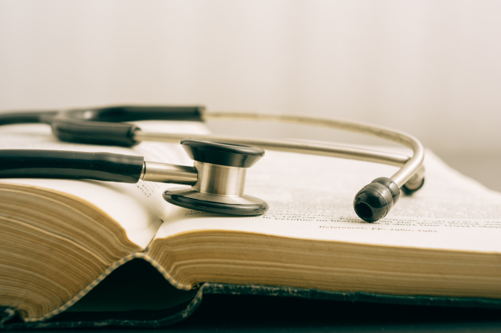 Stethoscope and books