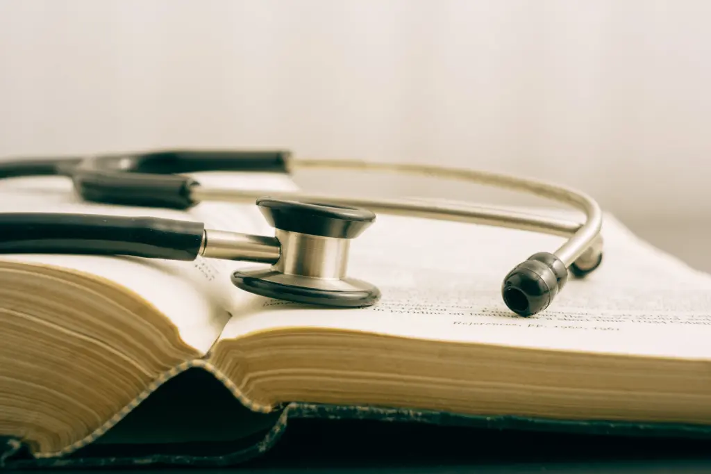 Stethoscope and books